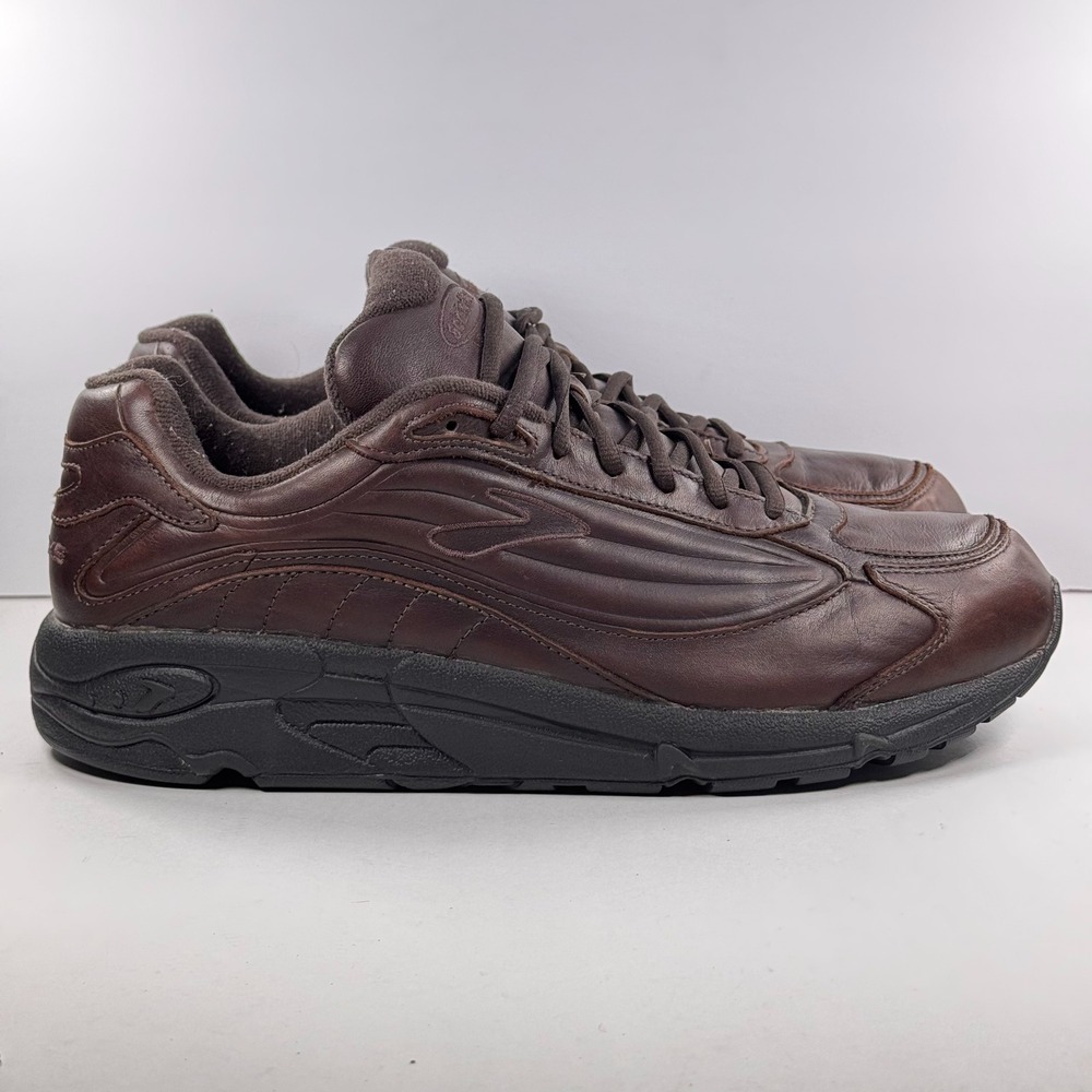 Brooks Addiction Walker Brown Leather Walking Shoes Mens 14 Wide 2E 11008221